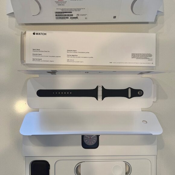Apple Watch Series 8, Cellular, 45mm M/L, Midnight Aluminum Band, Original Boxes - Picture 2 of 6